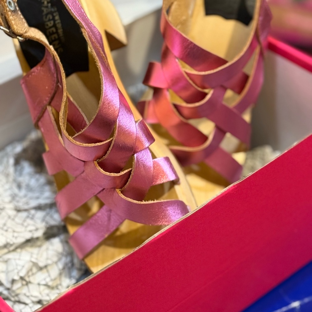 Swedish Hasbeens Pink Platform Sandals